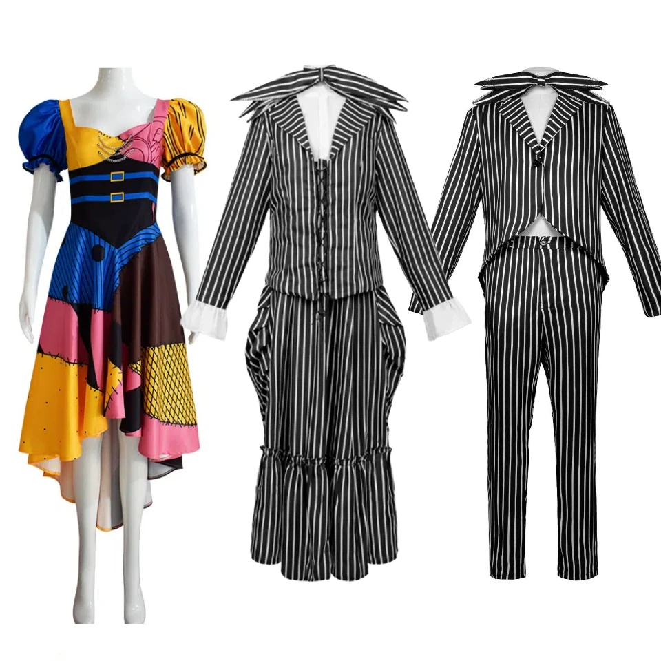 Gruselige Halloween-Kostüme für Erwachsene, Cosplay-Kostüm, Weihnachten, Jack-Uniform, Kleidung, gestreifter Herrenanzug, Kinderkostüm