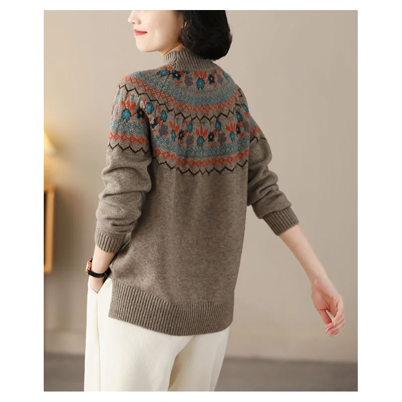 سترة شتوية مخملية سميكة 2025 بلوزة جديدة غير رسمية فضفاضة محبوكة بأكمام طويلة #4