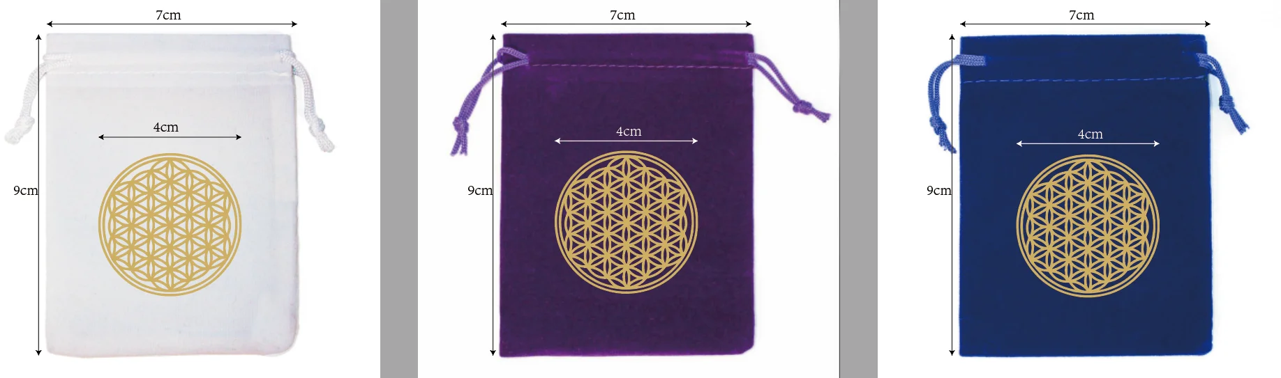 450 Pieces (150pcs for each white, blue and purple) 7x9cm Drawstring Velvet Bags Hot Printing With Gold Logo