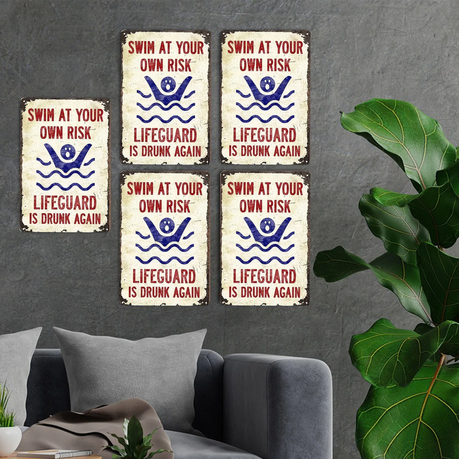 Swimming Pool Rules Metal Tin Sign, Lifeguard Warning, Wall Decoration, Family Pool, Garden, Terrace, 30x20cm