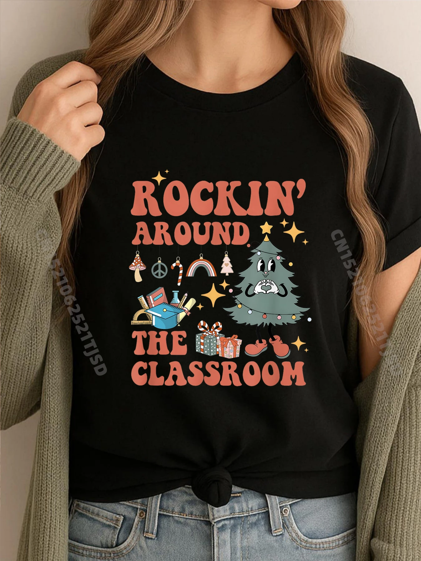 

Рокин вокруг учителя класса, рождественская белая футболка с рисунком, натуральные забавные подарки, крутые