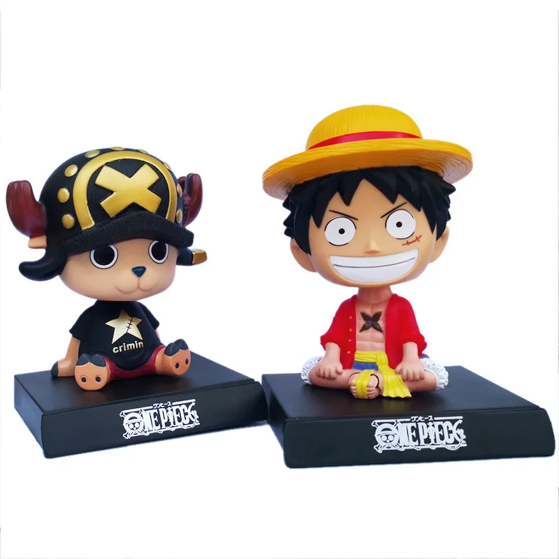 11cm Anime One Piece Acessórios Do Carro Luffy Zoro Figura de Ação Shaking Head Coleção Enfeites Chopper Sanji Figuras Modelo Boneca