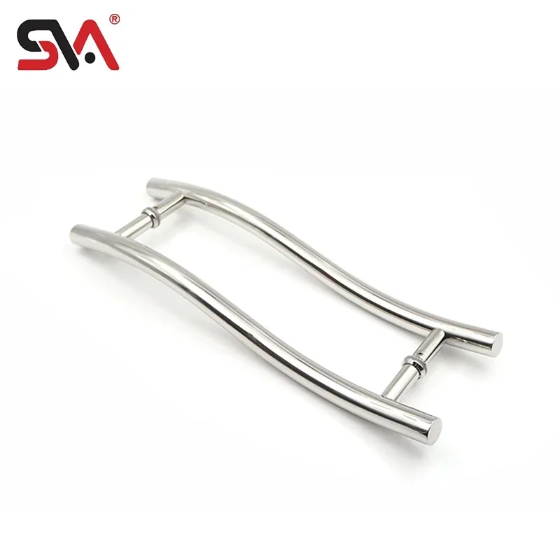 Factory Price Irregularly Curved H-shape Tempered Glass Door Bathroom Stainless Steel Glass Door Handle