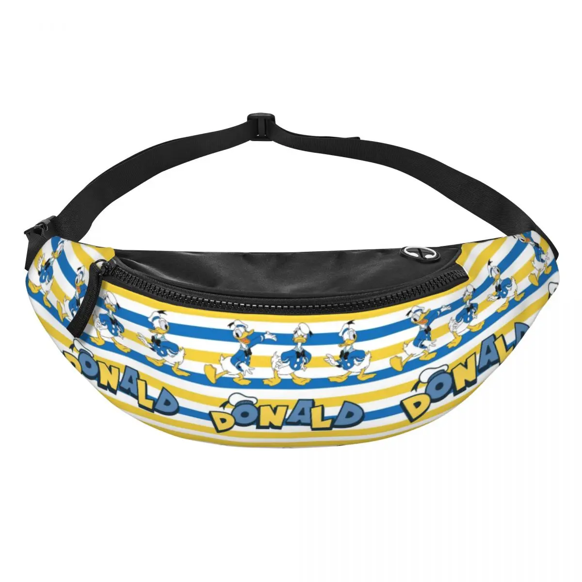 

Custom D-Donald Anime Duck Fanny Pack Women Men Funny Cartoon Crossbody Waist Bag for Cycling Camping Phone Money Pouch