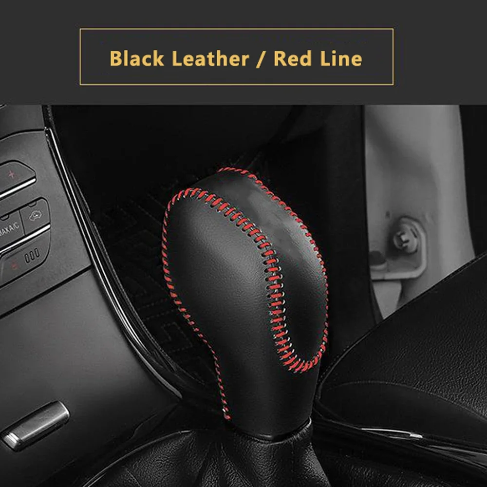 Hand Sewing Leather Shift Knob Collars Gear lever sleeve for Ford Ecosport Edge Mondeo Fusion S MAX S-MAX 2016 2017 car styling