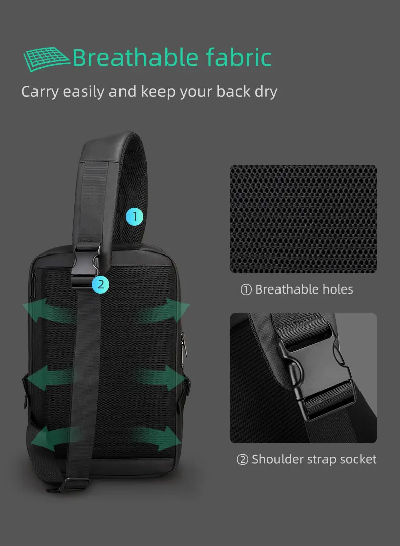 MARK RYDEN Crossbody Bag for 13.3" Pad RFID Anti-theft Messenger Shoulder Bag Water Repellent Short Trip Chest Bag Men Backpack