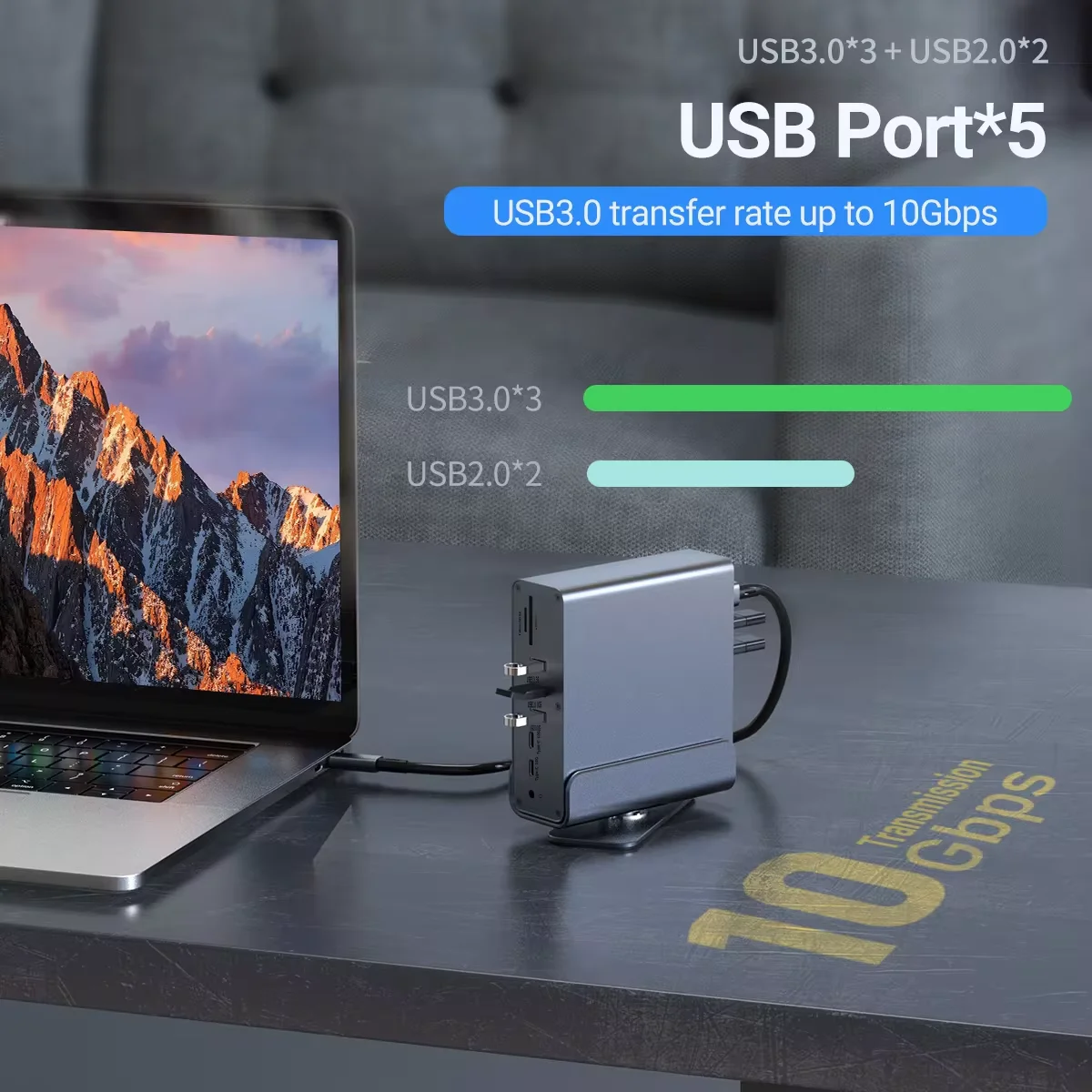 15 in 1 USB-C Docking Station 4K HD Vertical Hub with Triple Monitor RJ45 1000M USB 3.0/2.0 PD 3.0 SD/TF Audio 3.5 for Mac Pro