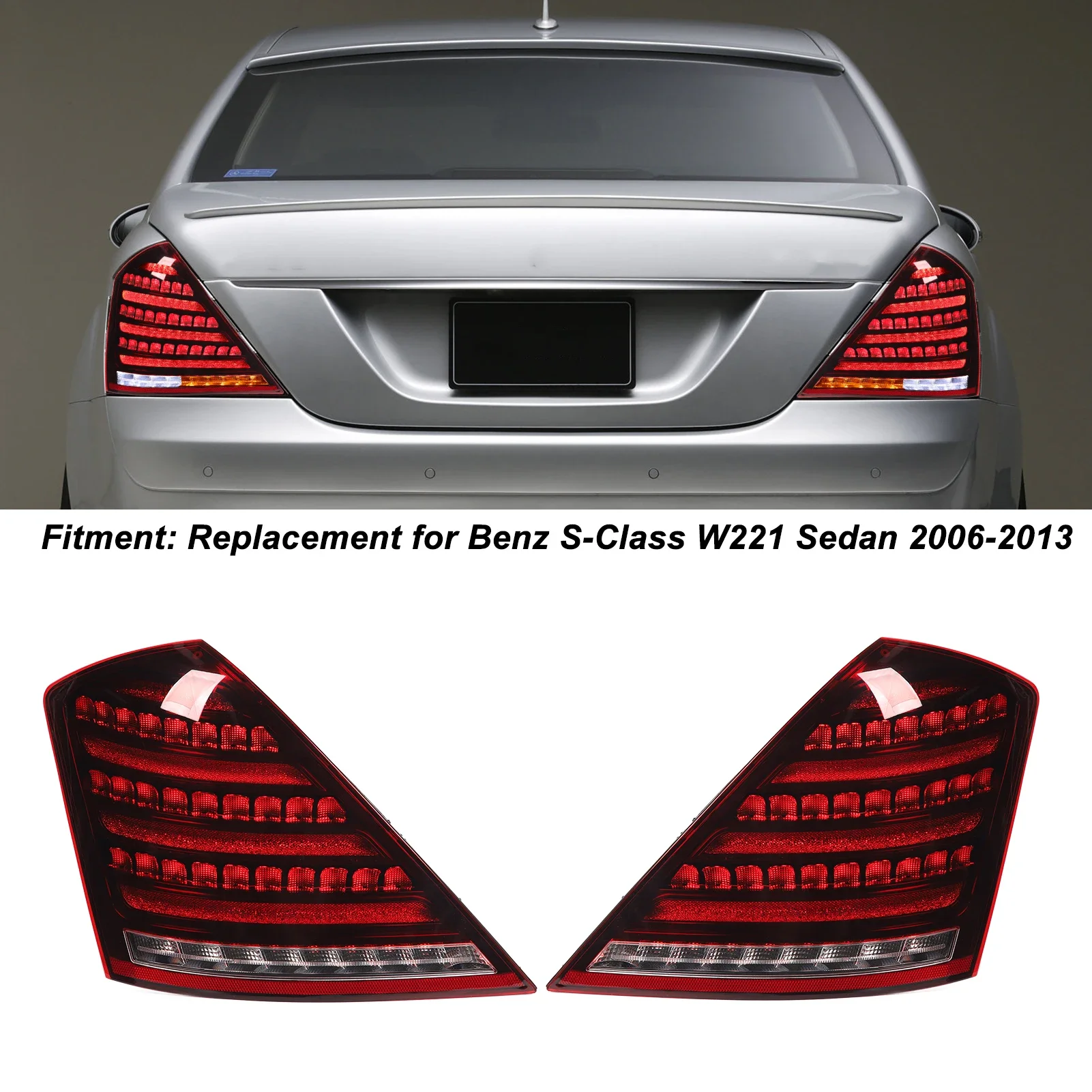 

Для Benz s-Class W221 Sedan 2006 2007 2008-2013 1 пара левый и правый красный задний фонарь с лампочками в стиле Maybach