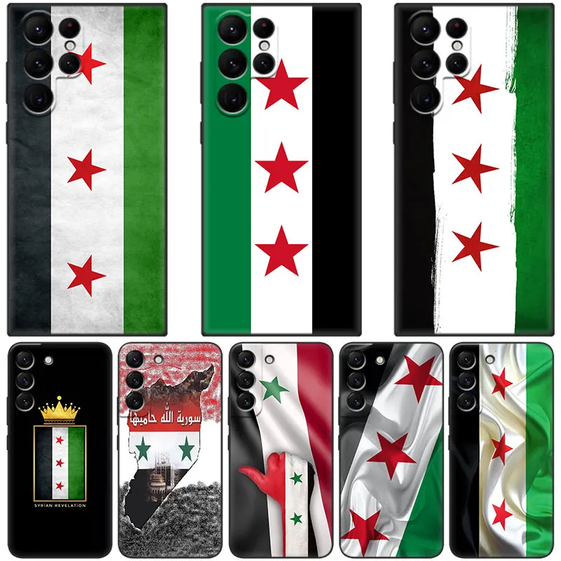 Syrian Syria Flag Phone Case For Samsung Galaxy S23 S22 S21 Ultra S20 FE 5G S10E S10 Lite S9 S8 Plus S7 Edge Black Cover