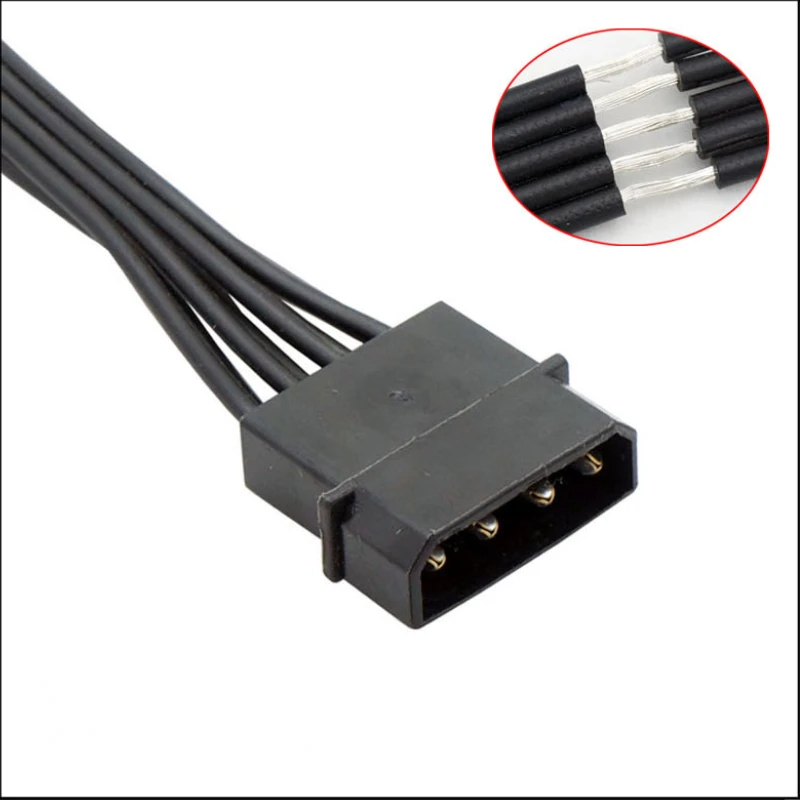 18AWG Molex 4 Pin Male To Dual 4 Pin Female IDE Molex Power Connectors Sleeved Y Splitter Cable