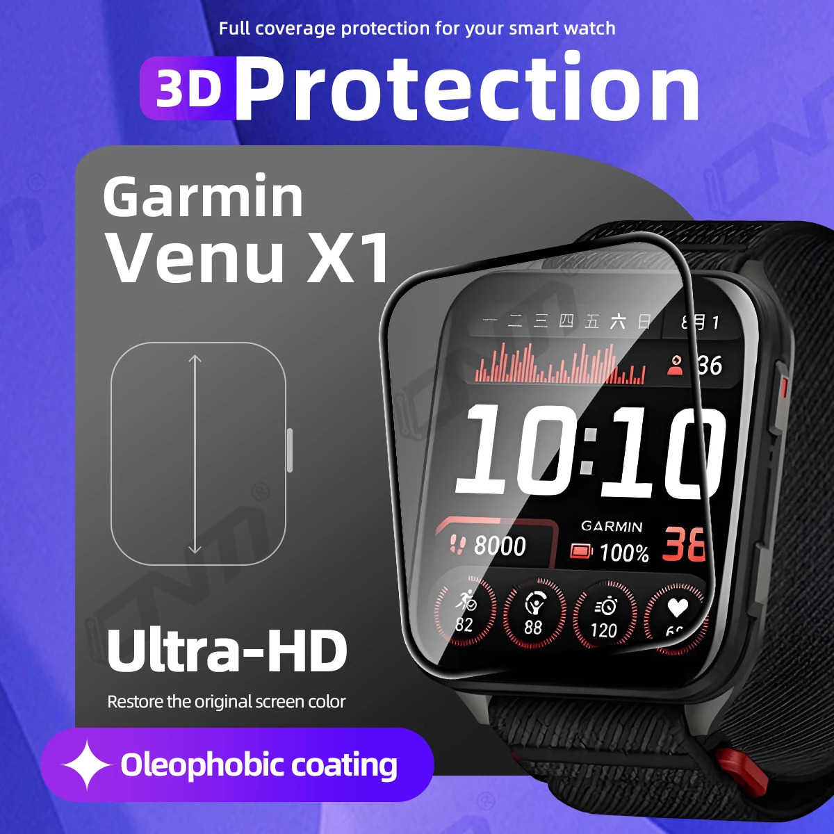 

3D Protection Film for Garmin Venu X1 Screen Protector, Full Coverage Anti-scratch Smartwatch Accessories (Not Glass)