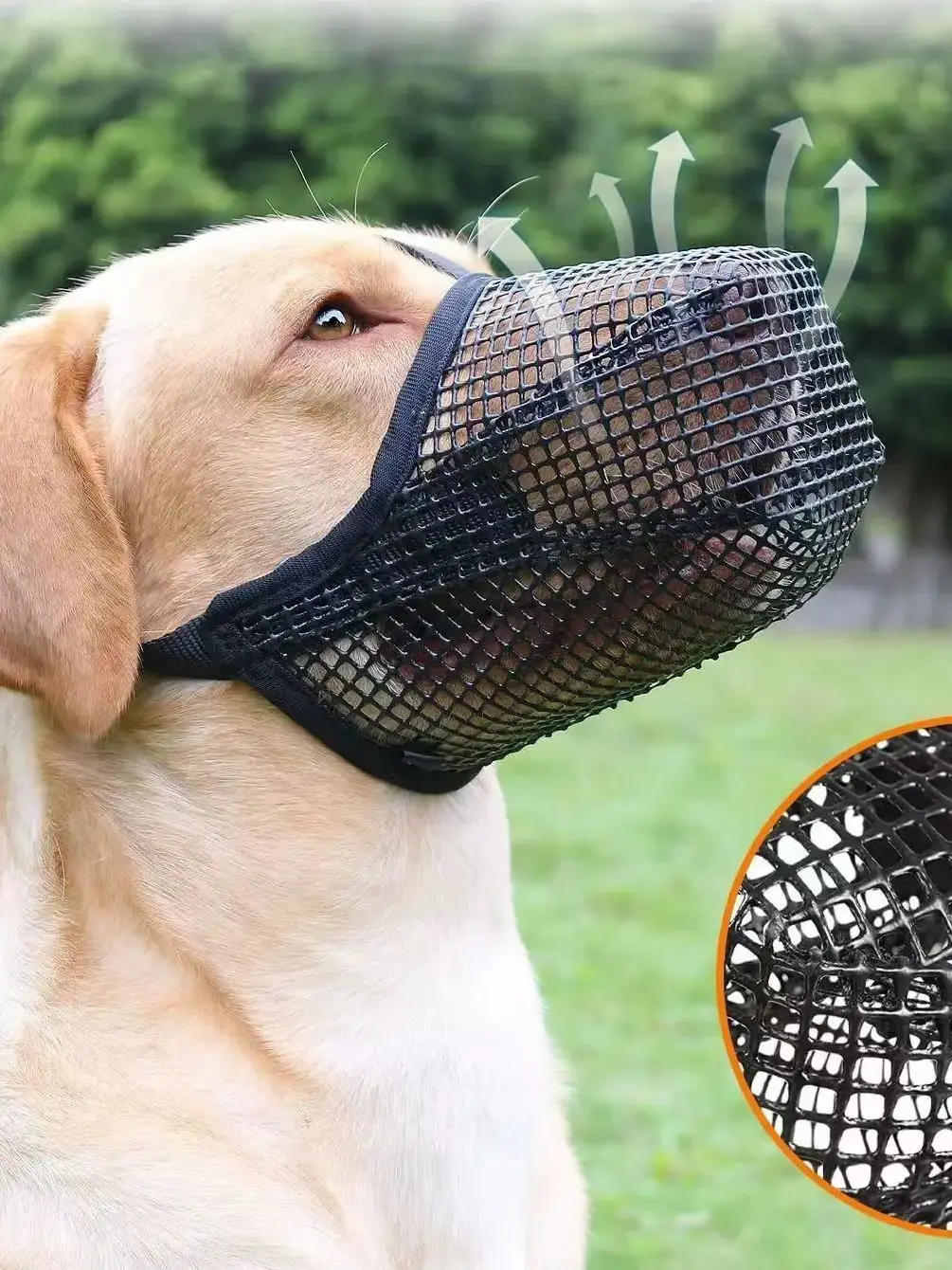 Hundemaulkorb, Netzstoff, großer Hund, atmungsaktives Gitter, verhindert zufälliges Essen, stoppt das Bellen, Golden Retriever, Hundemundkäfig, Haustiermaske – Detail 6