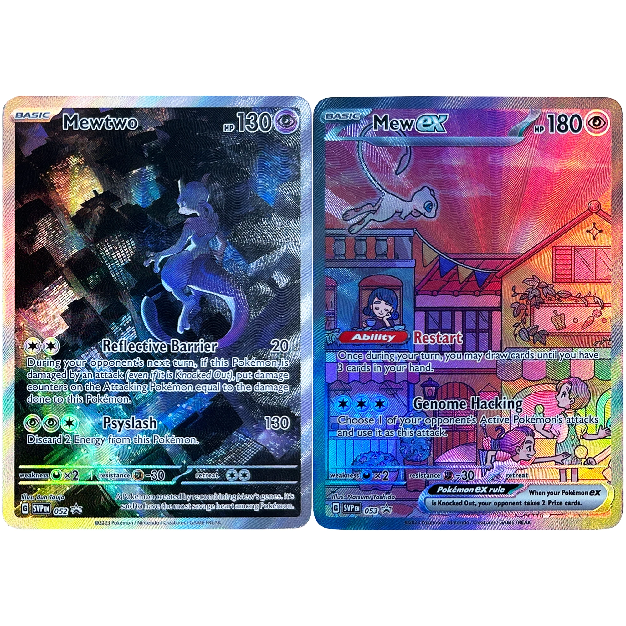 2 unids/set Diy Ptcg Mew Mewtwo versión en inglés tarjeta Flash de refracción juego clásico tarjetas de colección de Anime juguete