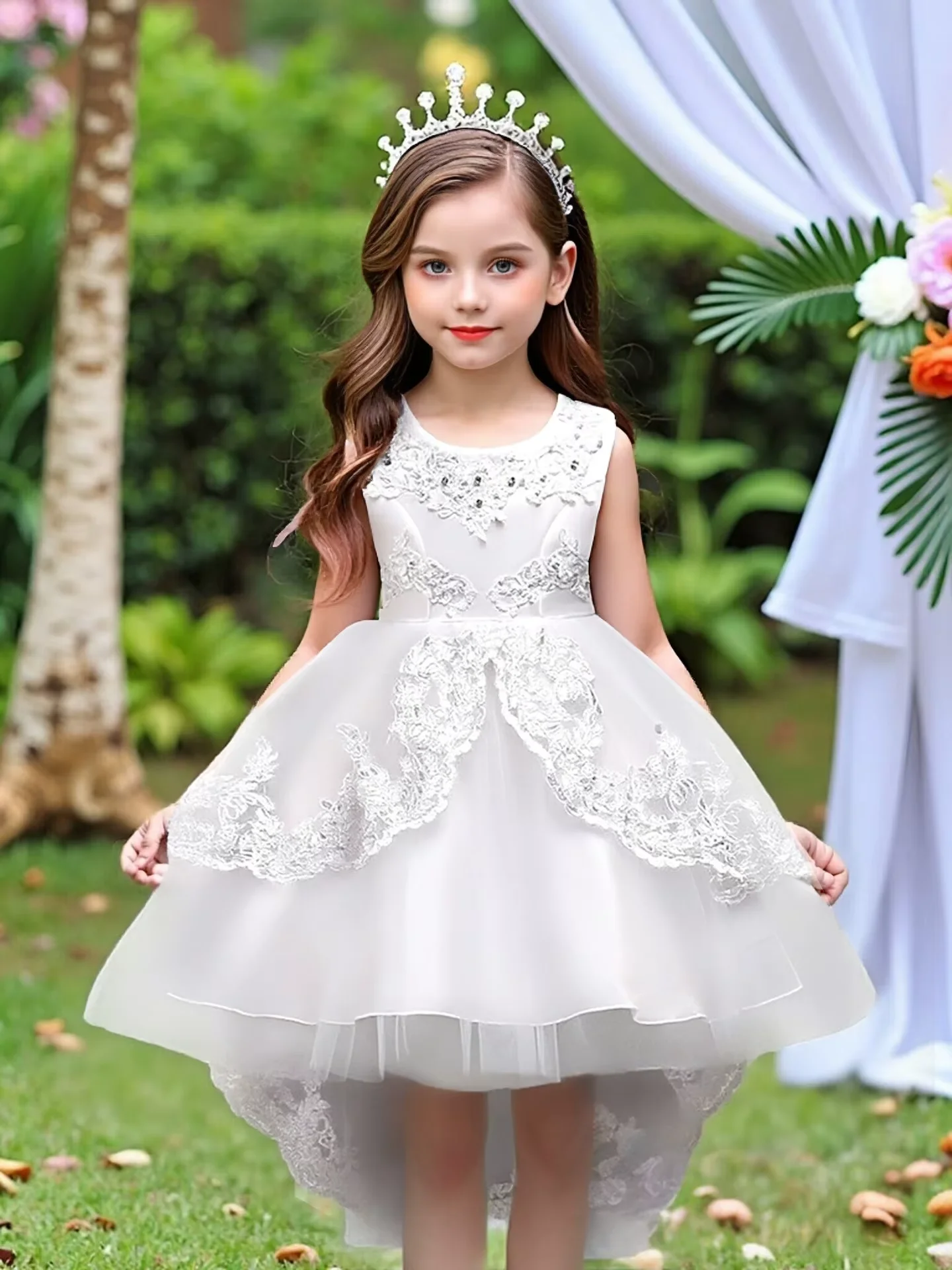 Girls' Four-Season Formal Dresses Lace Beaded Embroidered Skirts 2026 New Fashion Children's Wear Adorable Princess Dresses Ages