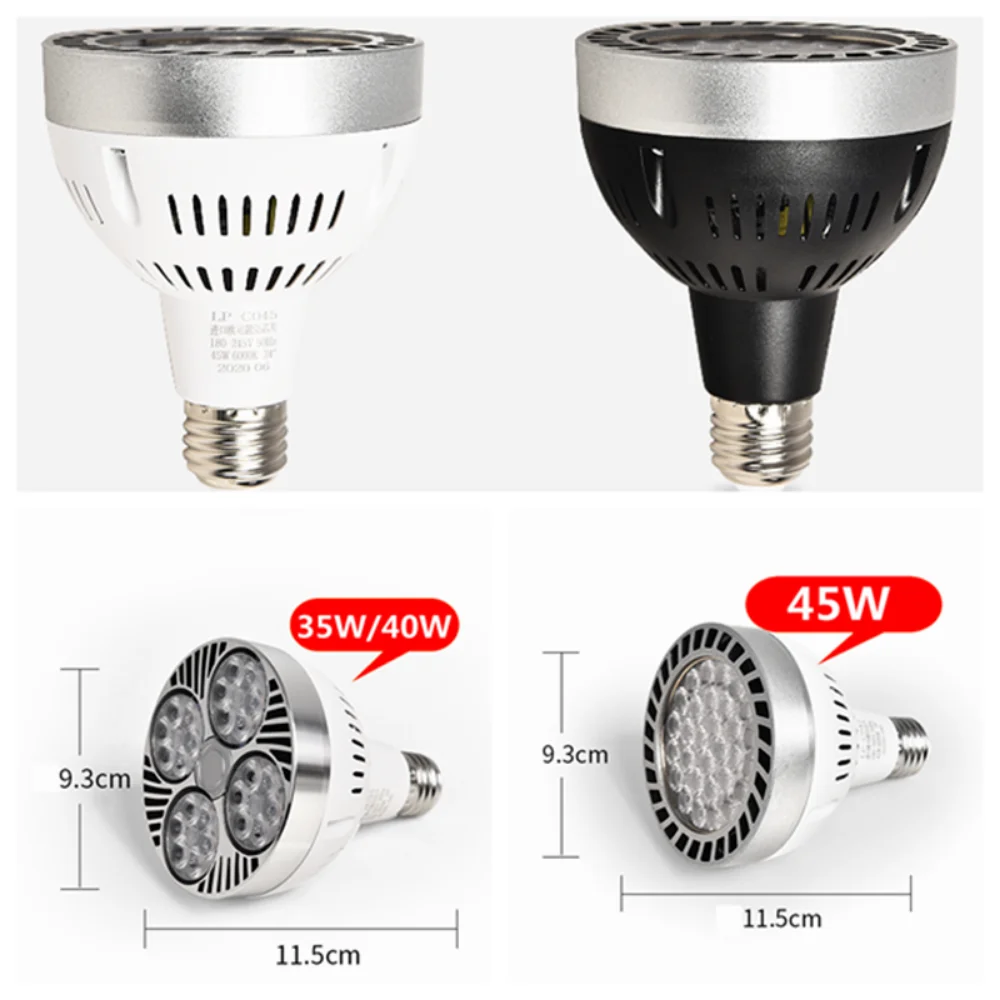 

JOYINLED Black White E27 LED PAR30 220V 35W 45W High Output Medium Bay LED Bulb, (3000K 4000K 6000K), Metal Halide, CFL & Haloge