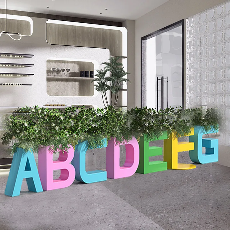 box letter  trough milk tea outdoor  pot stand café store partition