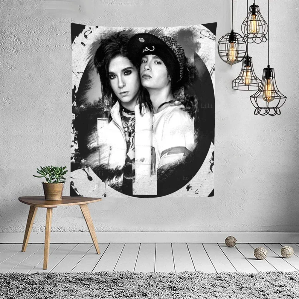 Tokio Hotel German Band Member Twins Brothers Bill And Tom Kaulitz Group Photo Wall Art Hanging Tapestry