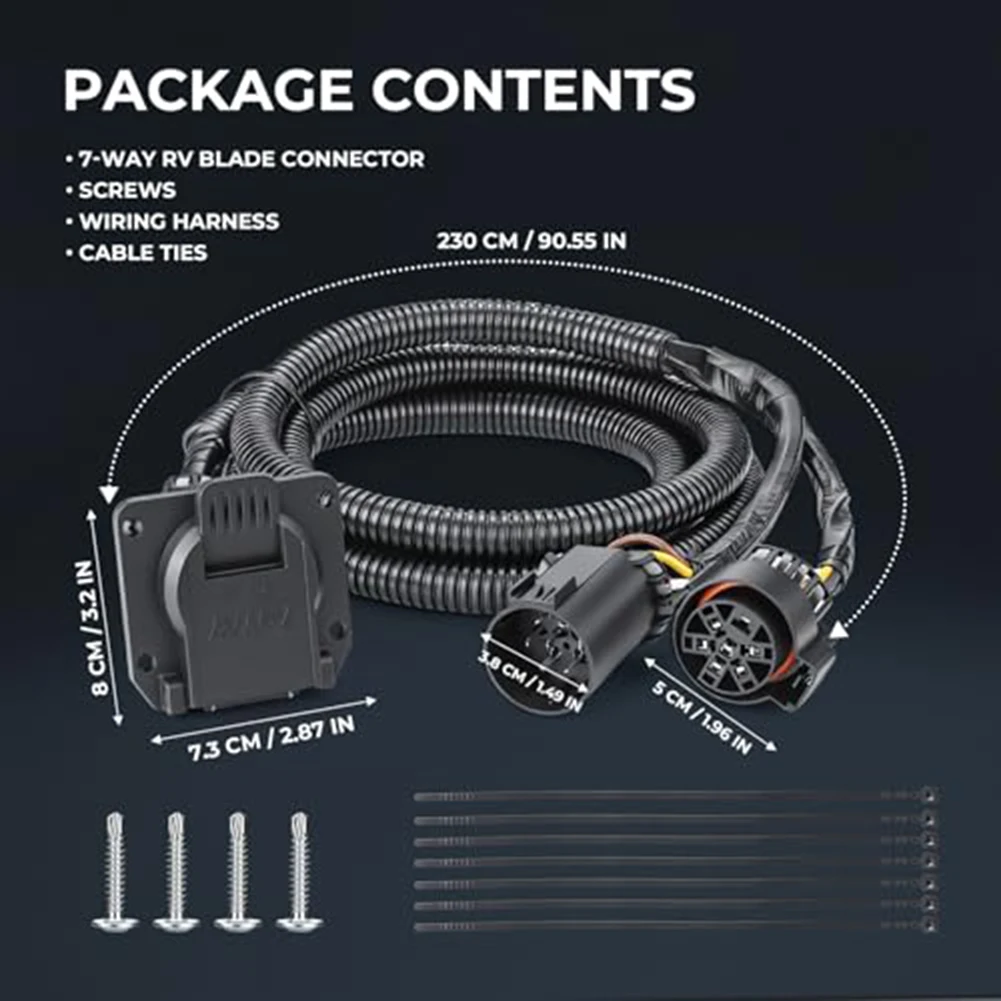 56070 7Pin Trailer Wiring Harness Extension 7-Way Extension Connector For Nissan Circular Connector 6-24V