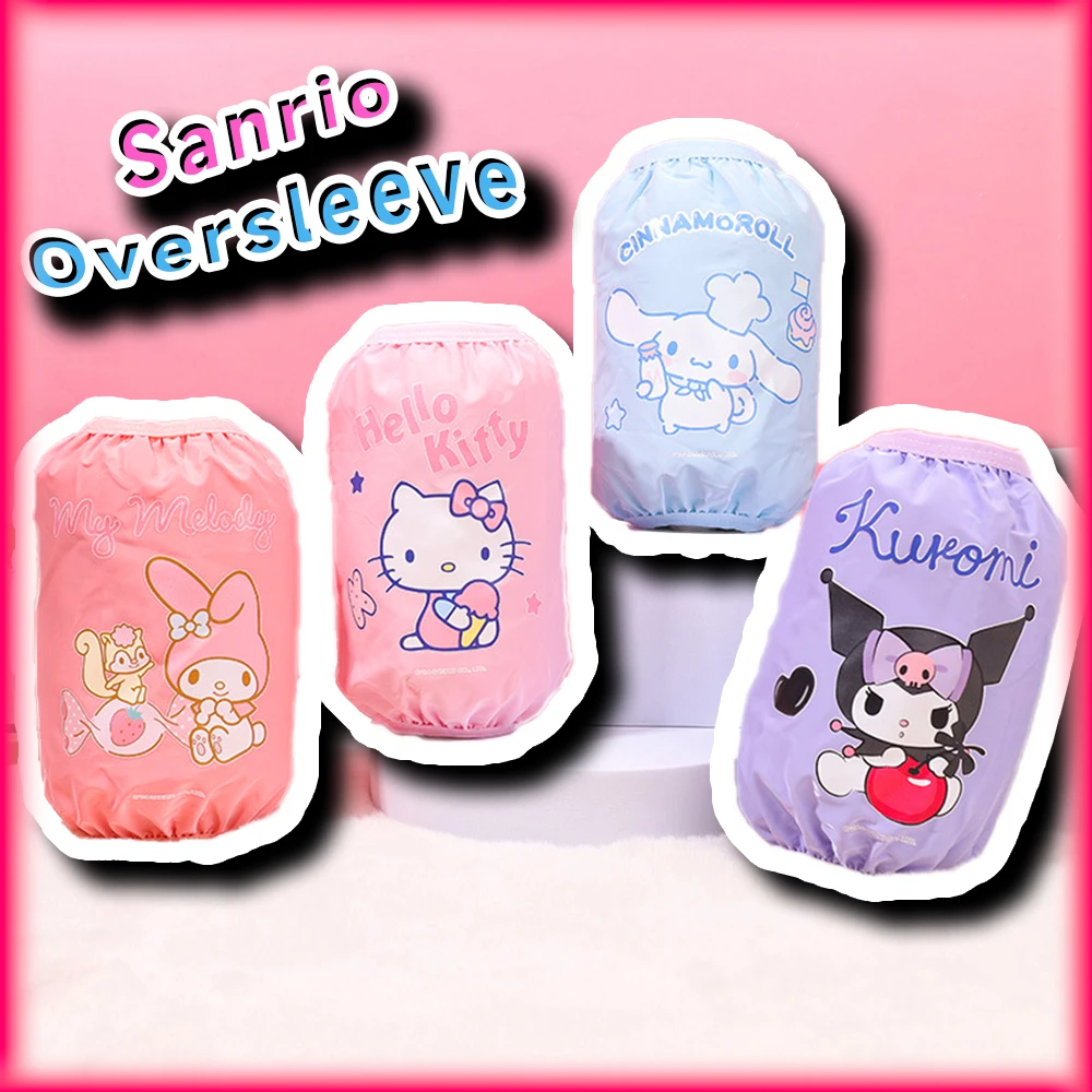 Kawaii Hello Kitty Kids Anti-fouling Arm Sleeves Sanrio Anime My Melody Pochacco Cinnamoroll Kuromi Waterproof Girls Accessory