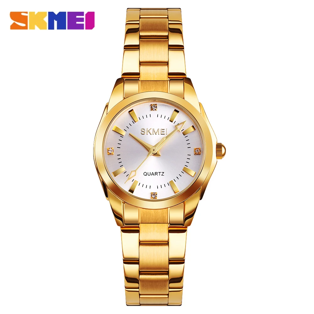 

SKMEI Fashion Watch Women Elegant Stainless Steel Quartz Wrist Watch Ladies Compact Waterproof Bracelet Dress Watches