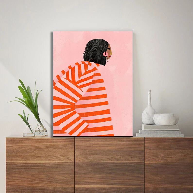 Minimal Girl Portrait Illustration Series Poster Print Canvas Pictures Home for Living Room Wall Modern Decor Frameless Painting