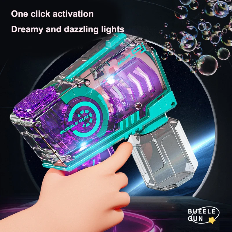 Transparent bubble machine electric bubble gun With music Light Bubble Gun Rocket fashion style bubble blowing toys in dark