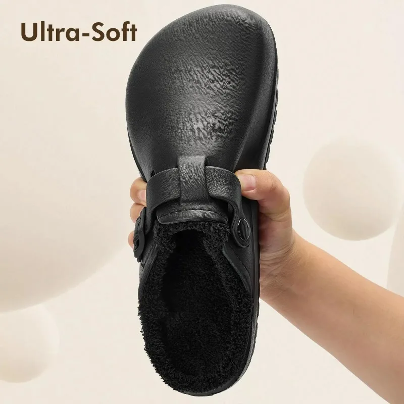

Womens Clogs Winter Mules Slip on Nurse Shoes Work Garden Slippers with Cotton Lined New Outdoor and Indoor Soft Cotton Shoes
