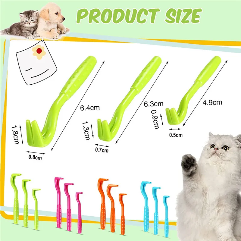 3pcs Flea Remover Hook Tick Remover Tweezer Tick Pull Pet Cat Dog Accessaries Tick Tool Pet Mites Flea Extractor Pet Supplies