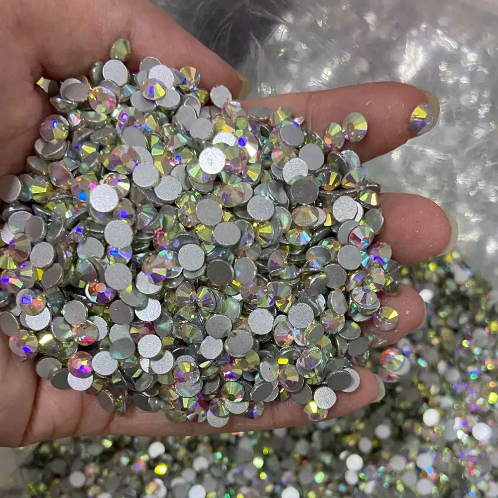 1440pcs Nail FlatBack Crystal Rhinestone Clear/AB Glass Strass (SS3-SS20)3D Nail Gem Stones Non-HotFix Nail Rhinestone 1.3-4.8mm