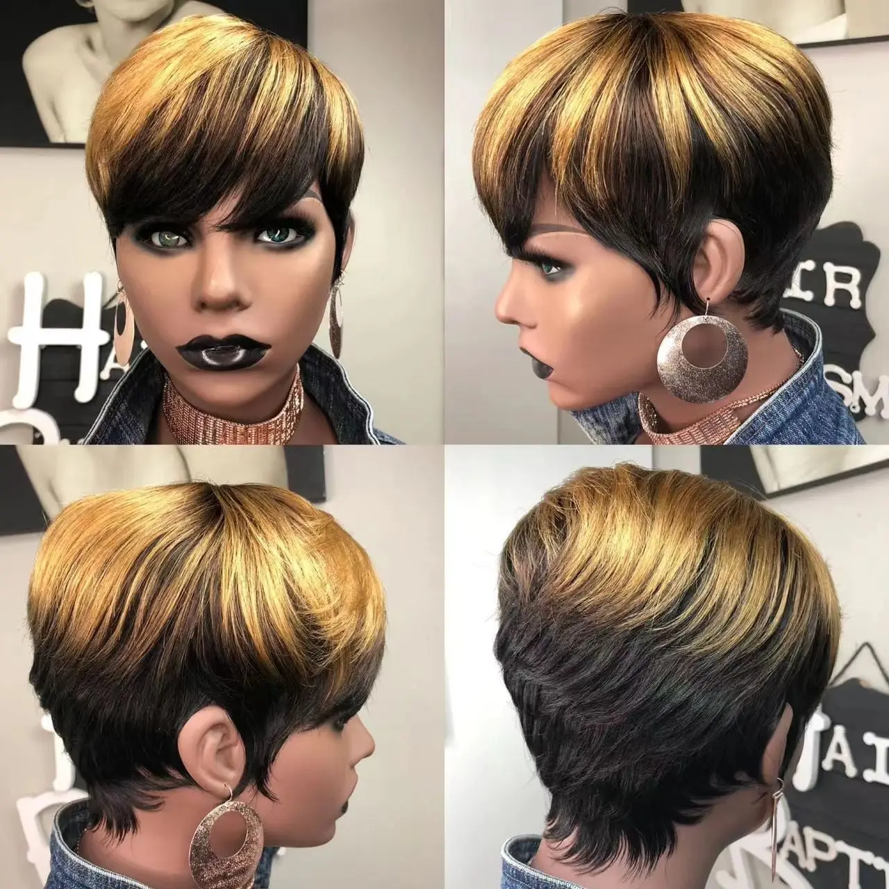 Pixie Cut Wigs for Black Women, Short Brazilian Remy Hair