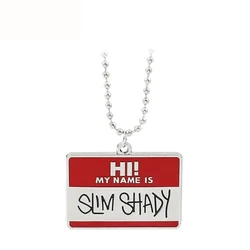 Slim Shady Hippie Choker Necklace Pendant Men Square Necklaces Alloy Bead Chain Rapper Jewerly