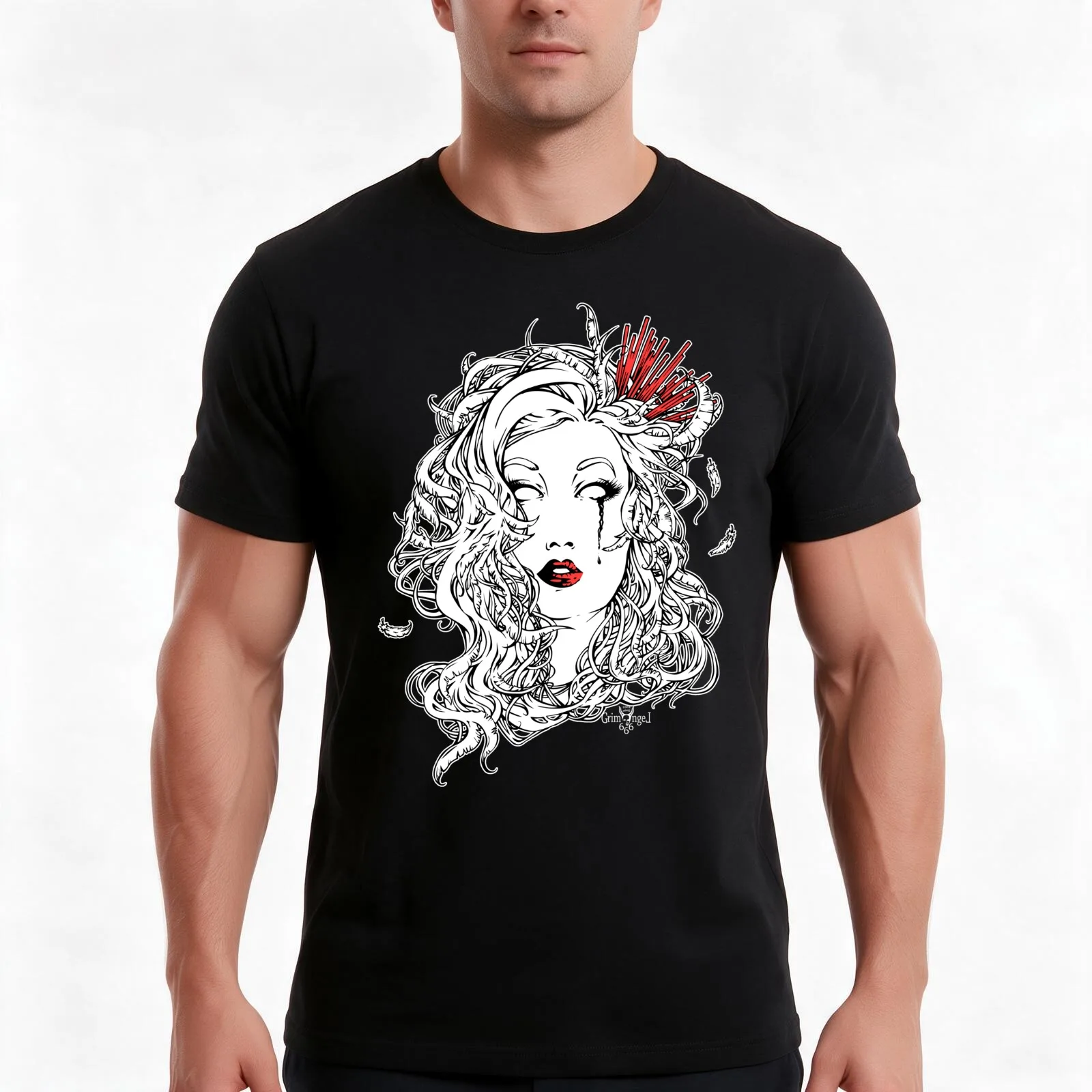 lucifer T-Shirt, Summer Casual Cotton Tee, Oversized Streetwear Tops, Vintage Graphic Print, Loose Fit Short Sleeve, 100% Cotton