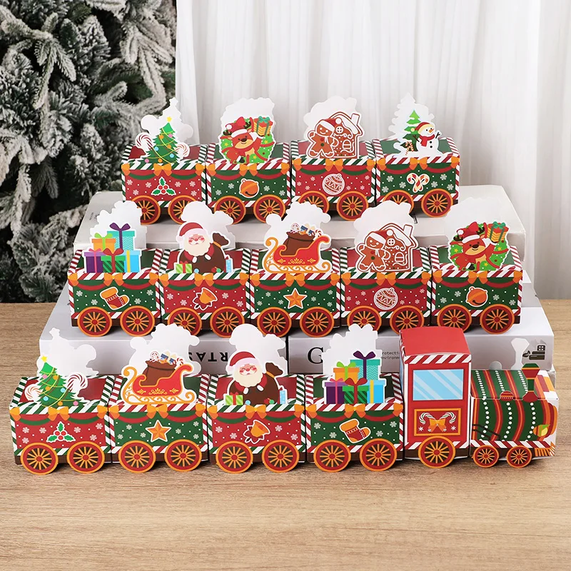 24Pcs Creative Train Design Christmas Box Advent Calendar Candy Paper Box Christmas Event Party Supplies