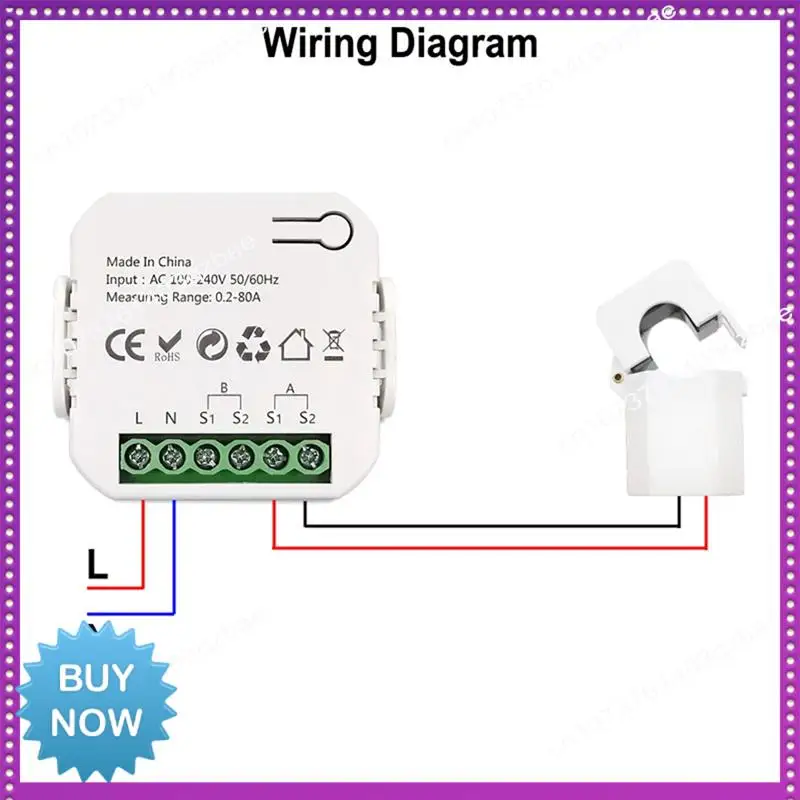 Hot Ltem Zigbee Wifi Energy Meter Bidirectional With Clamp Current Sensor Tuya Smart App Monitor Power 80A 240V, 2 Channels 2CT