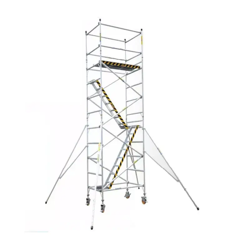 นั่งร้านอลูมิเนียมเคลื่อนที่ได้ง่ายพร้อมล้อ ชุดนั่งร้านอลูมิเนียม บันไดนั่งร้านอลูมิเนียม