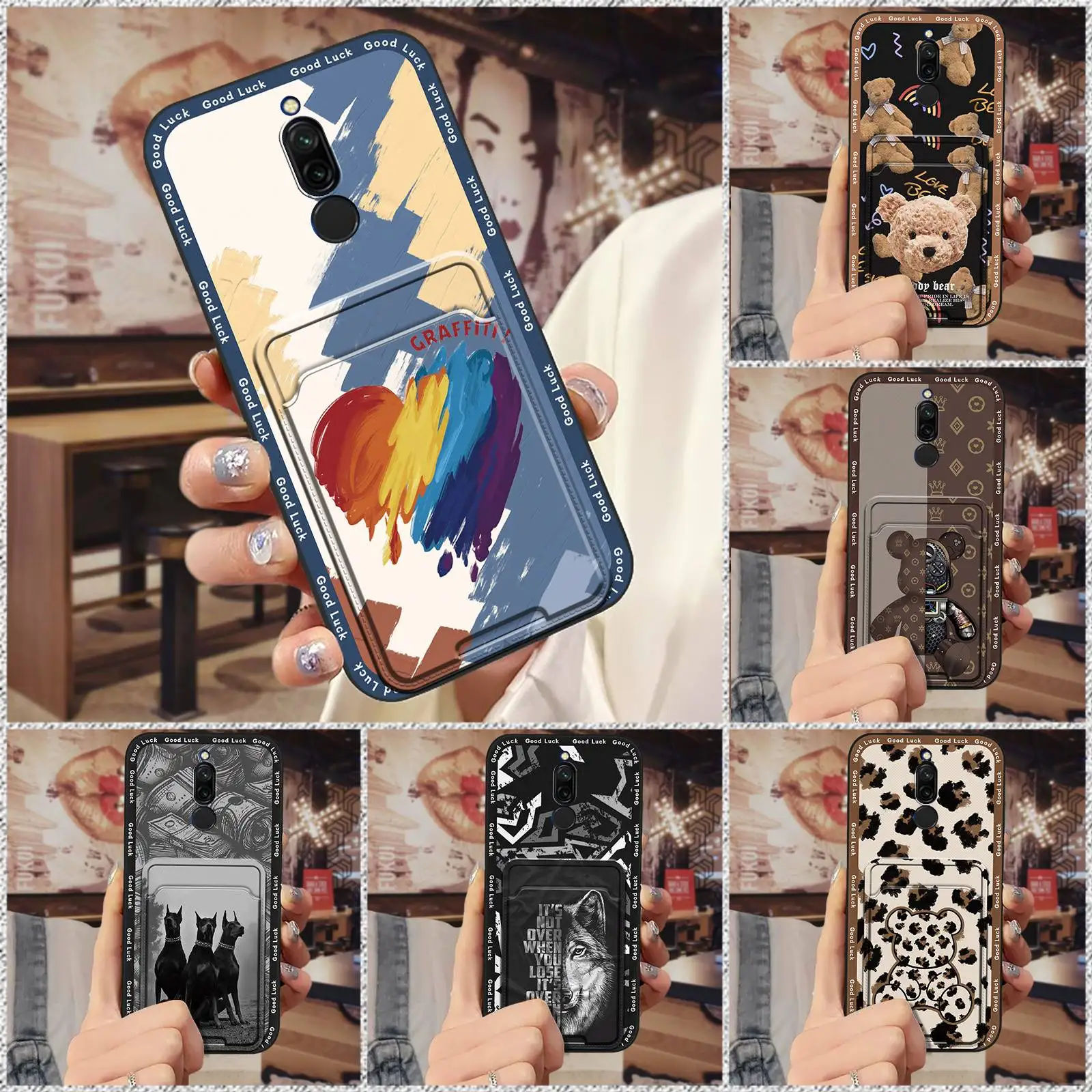 

Защитный милый чехол для телефона Xiaomi Redmi 8, полностью закрывающий мультяшный Силиконовый противоударный грязеотталкивающий Чехол для карт