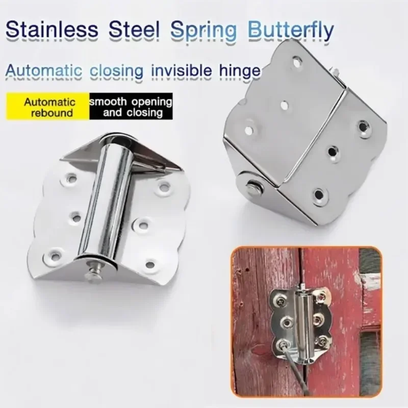 Door Hinge Automatic Closing Stainless steel Flush Hinges Butterfly-shaped Cabinet Hinges Rustproof Furniture Accessories