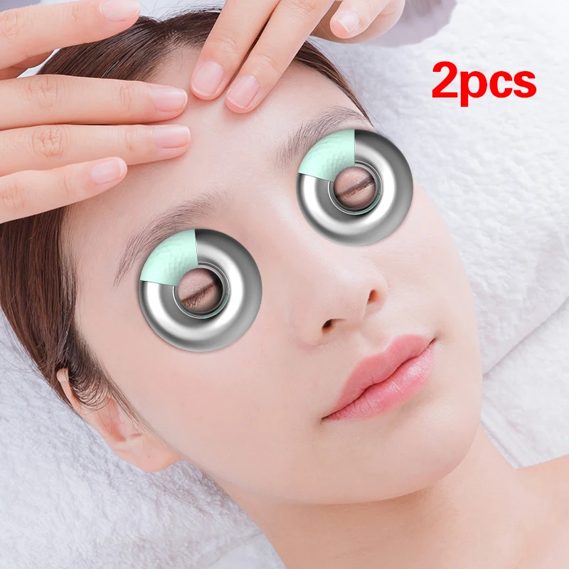 

2PCS Stainless Steel Eye Circles Eye Compress Ice Pack Ring Cold Compress Eye Beauty Diminishing Dark Circles Massage Device