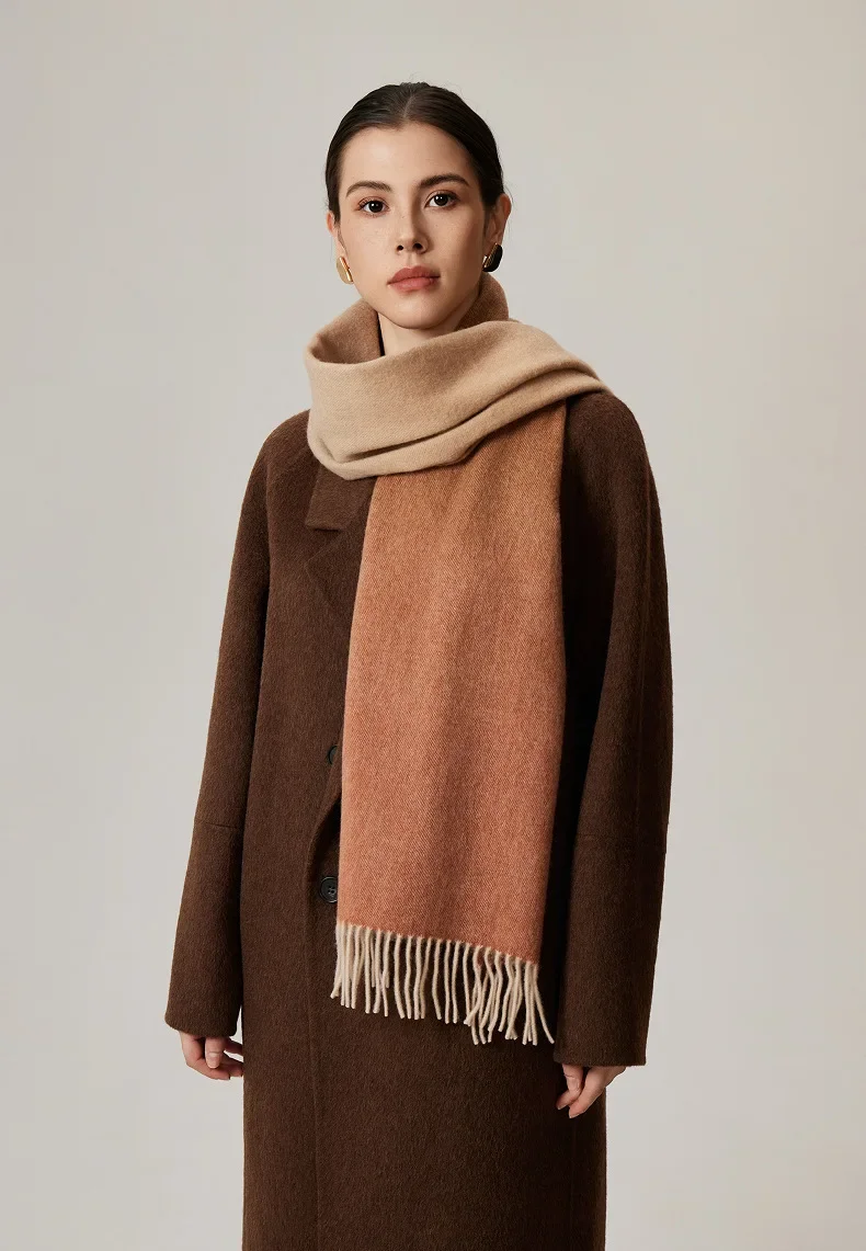 وشاح نسائي كاجوال من الصوف مع شال شرابة شتاء 2025 إكسسوار عصري جديد #3