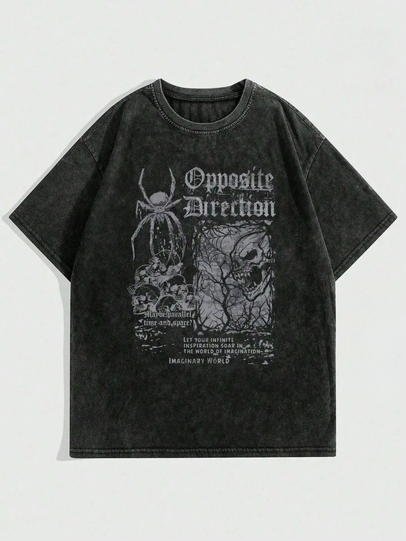 

Women Casual Cotton Washed T-Shirt Scary Skull Printing Tees Tops Fashion Oversize Short Sleeve Female Street Clothing
