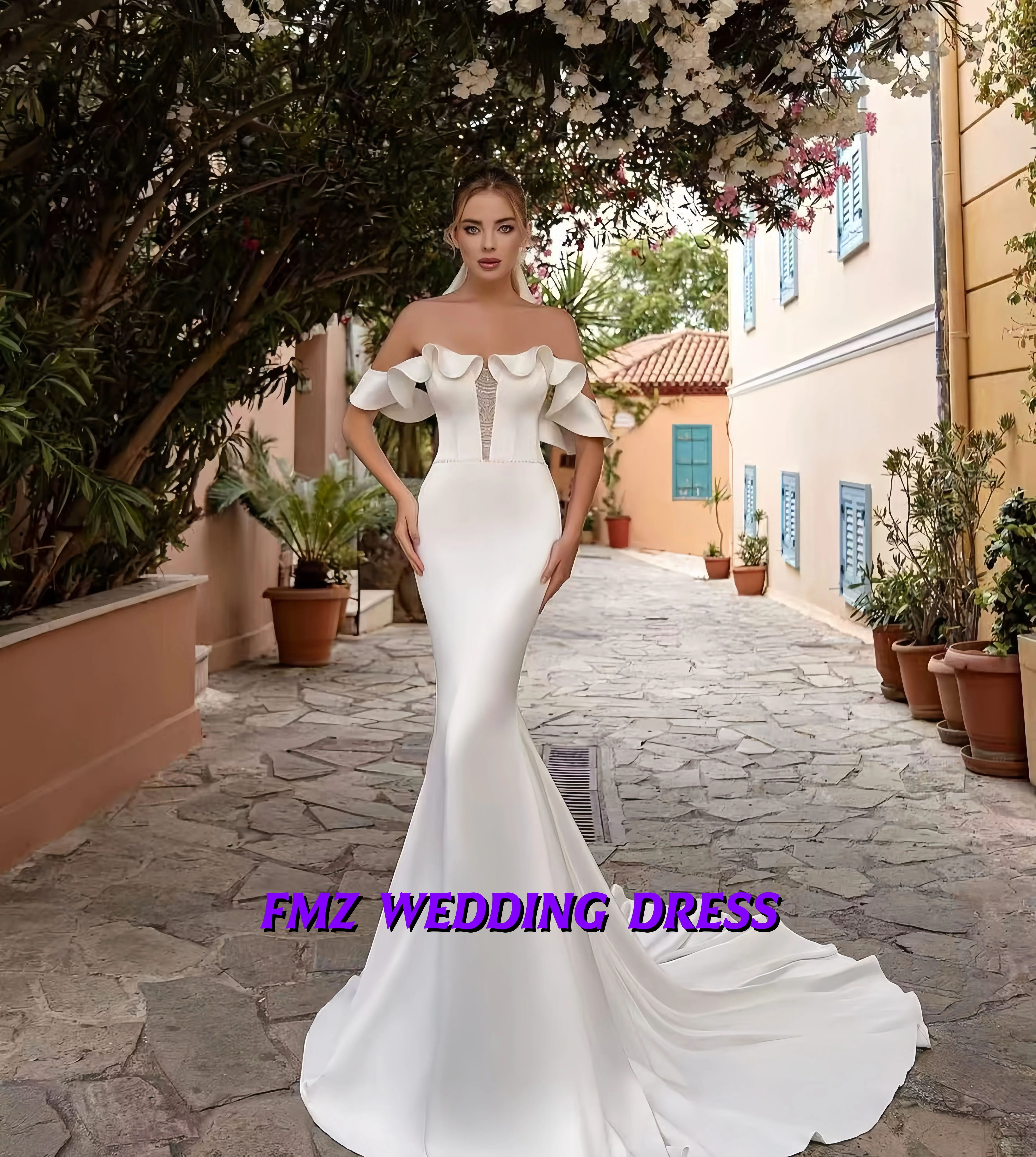 

Customized wedding V-neck Mermaid satin sexy wedding robe for bride wedding dress vestidos de novia