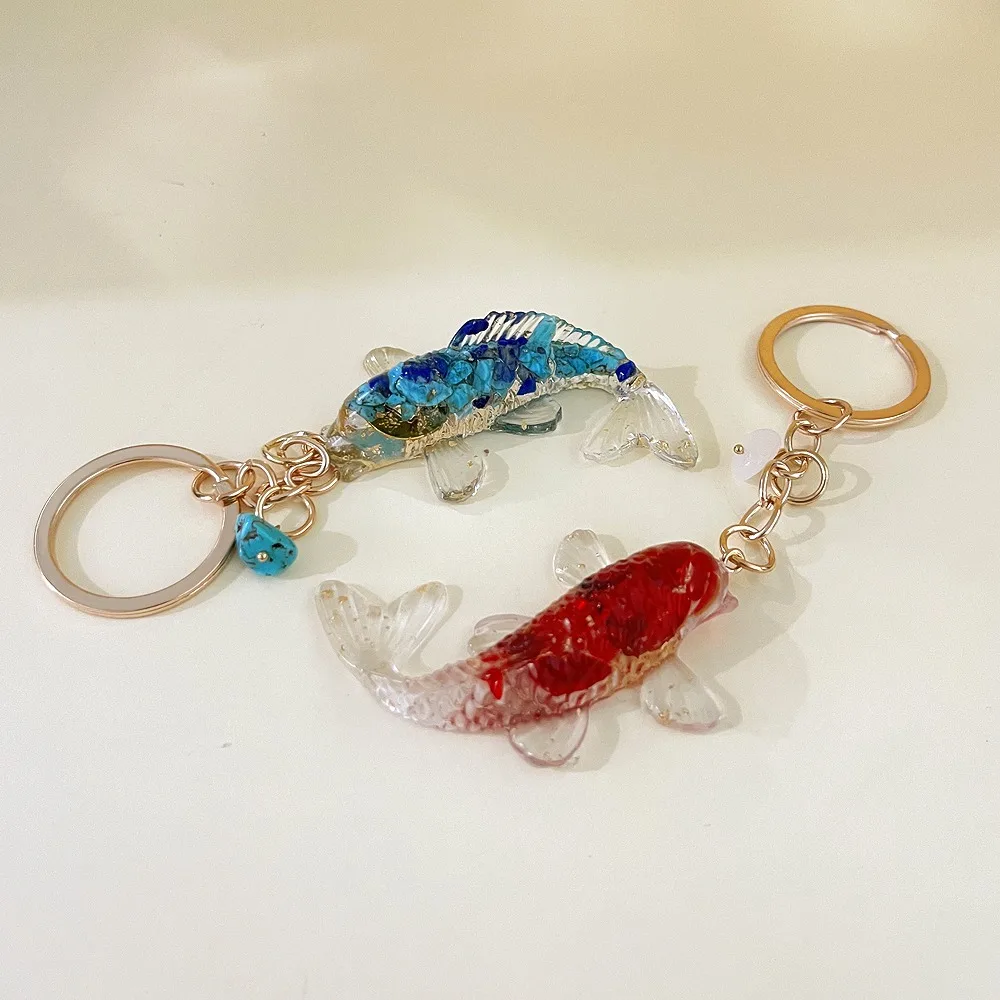 Transparent Gold Foil Koi Carp Key Charm Lucky Resin Fish Pendant With Key Holder Backpack Charms Ornament Kid Girls Party Gift view 5