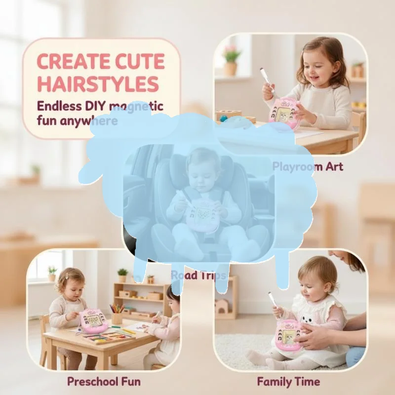 Creative DIY Magnetic Cat Hairstyle Drawing Board Steel Ball Design Toy Stress Relief Fidget for Adults Kids Home Office Use