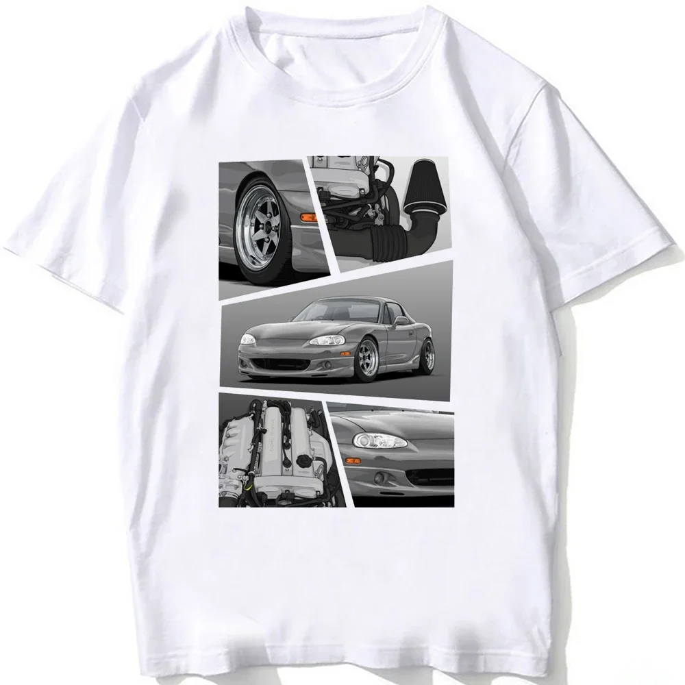 Men Short Sleeve Vintage Japan Legend Car Mx5 NB X BP18 Engine T-Shirt Hip Hop Boy Casual White Tees Retro Old JDM Sport Tops