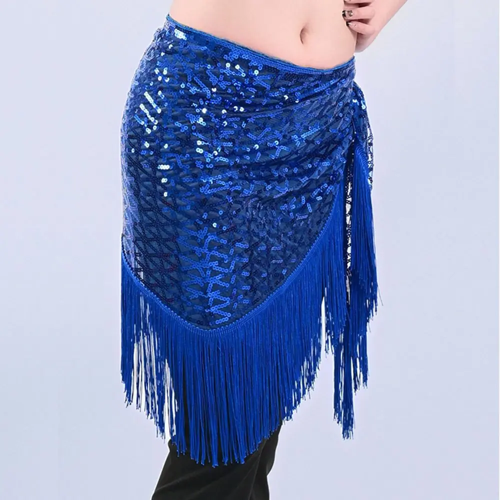 Moda borla dança do ventre hip cachecol lantejoulas crochê cintura corrente boêmio dançarina saia dança