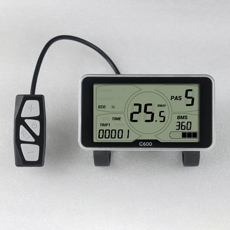 5S Protocol 24V 36V 48V LCD C600 Big 4 Inch Big Screen Electric Bicycle Display With Waterproof Connector