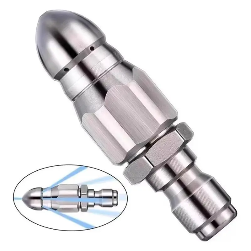 Stainless Steel Drain Cleaning Cleaner Nozzle Set, Pressure Washer Sewer Jetter Nozzle 6500 PSI, 1/4