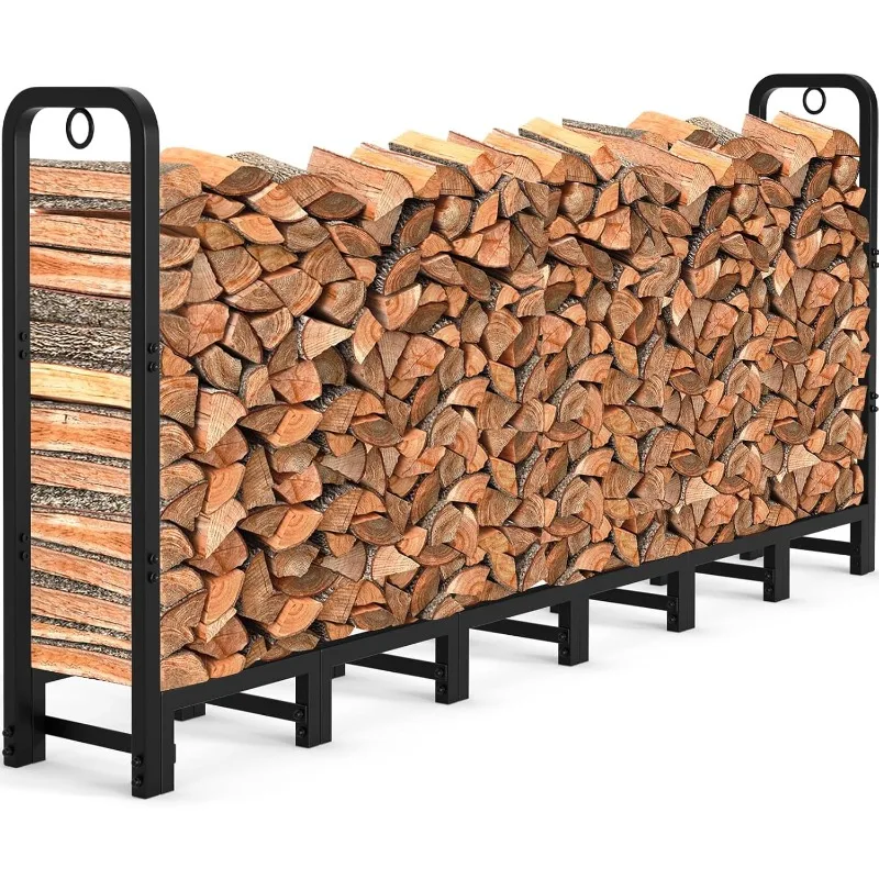 Firewood Rack Outdoor Heavy Duty Fire Wood Racks Outdoor for Firewood Log Holder Wrought Iron Firewood Log Racks Stand Wood Pile