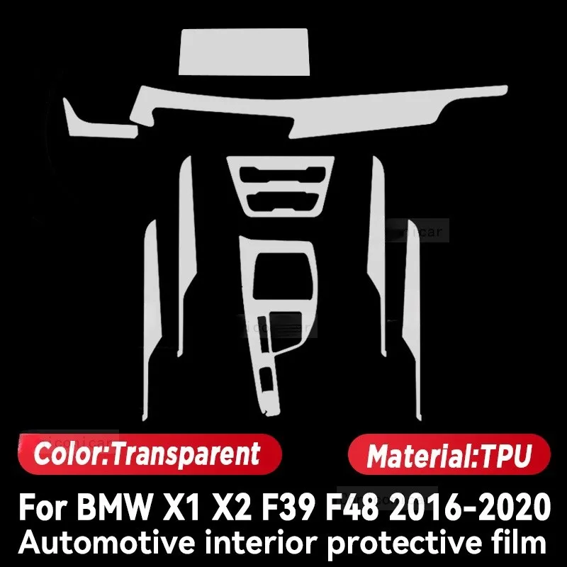 For BMW X1 X2 F39 F48 2016-2020 Gearbox Panel Dashboard Navigation Automotive Interior Protective Film TPU Anti-Scratch