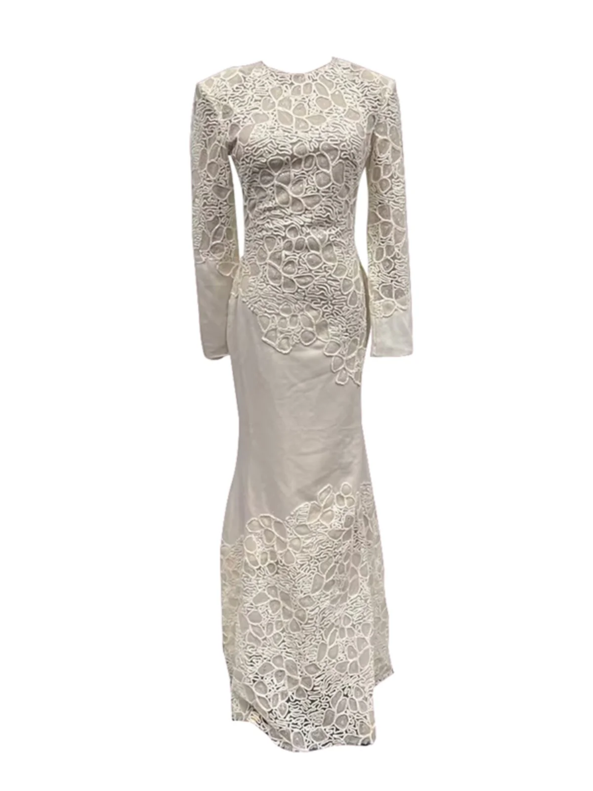 Ele – robe longue amincissante brodée de fleurs, jupe queue de travail lourd, décontractée, taille froncée, mélange de coton et de Polyester